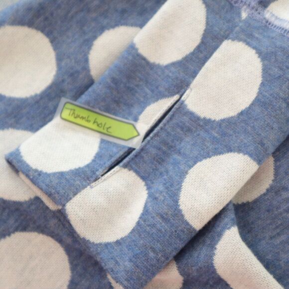 Betabrand Size M Cowl Neck Sweatshirt Tunic Blue White Polka Dot - Picture 9 of 10